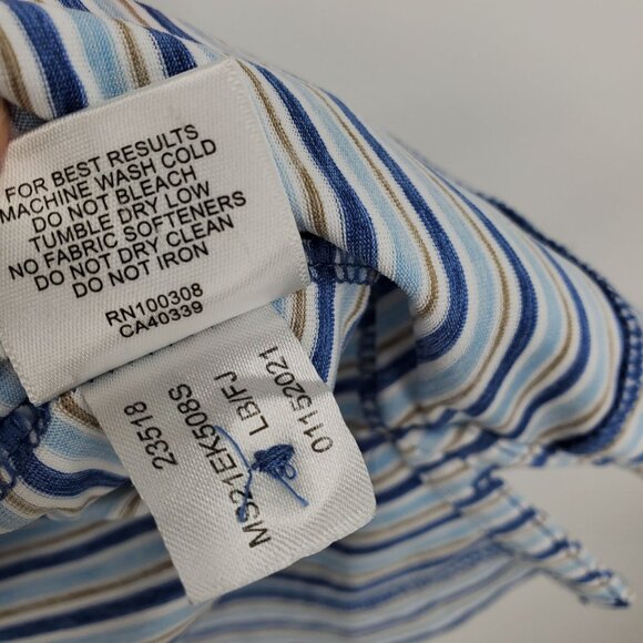 Peter Millar Crown Crafted Blue Striped Performance Men's Golf Polo Shirt Large - Picture 9 of 11